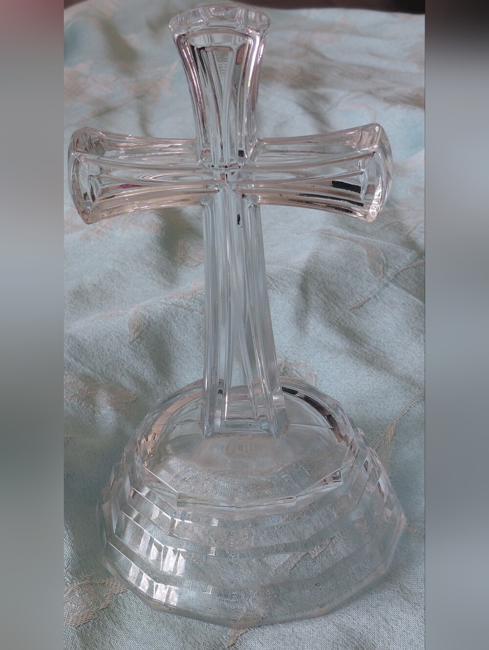 Clear Glass Cross Figurine